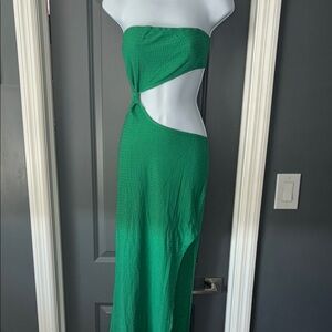 Green Strapless cutout dress